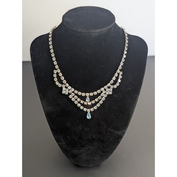 Bridal “Something Blue” Rhinestone Jewelry Set – Necklace, Bracelet & Earrings - Picture 2 of 3